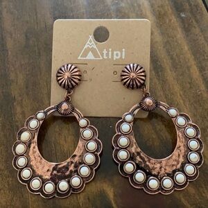 NEW Atipi Copper and Cream Statement Earrings